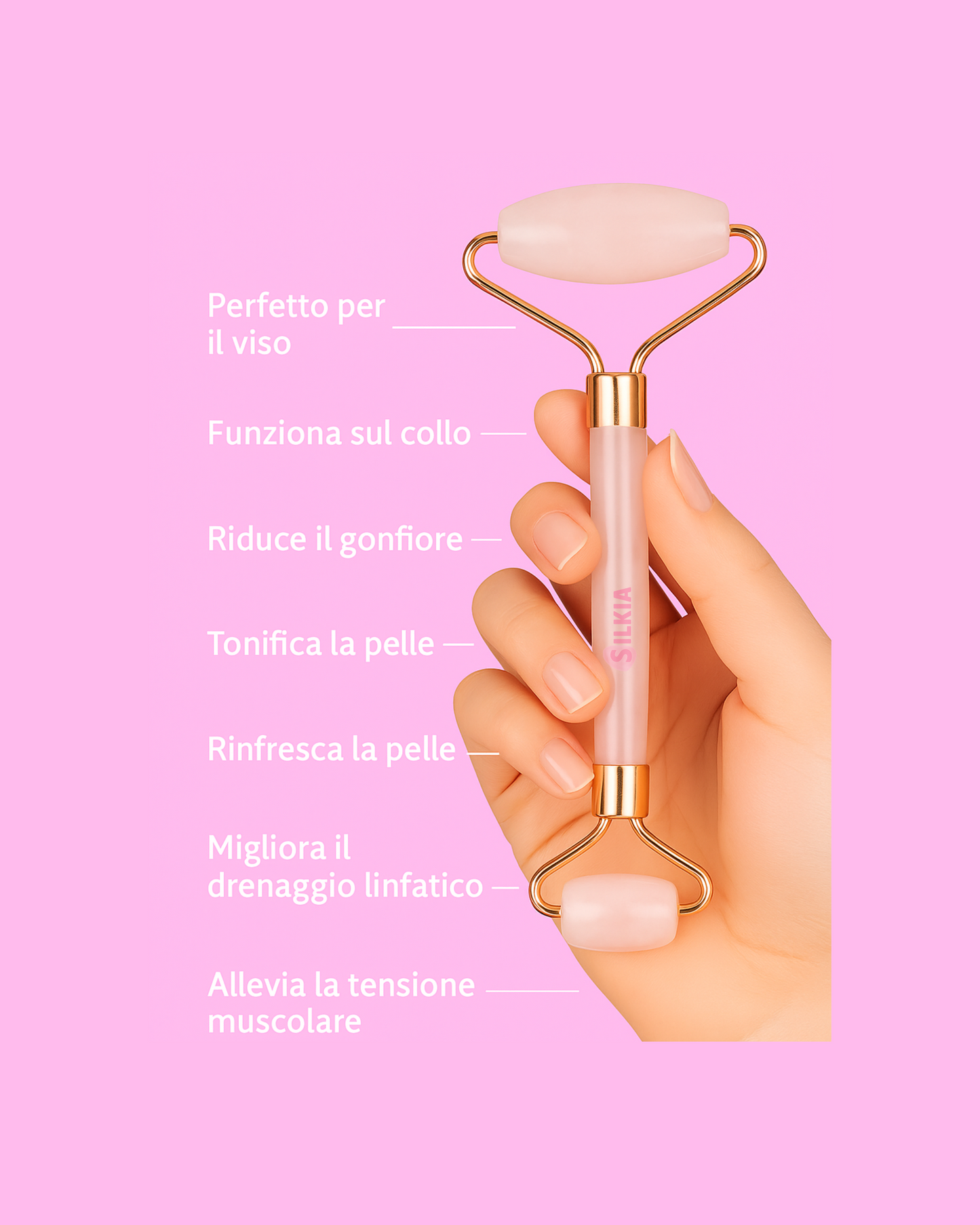 Roller in quarzo rosa-Silkia®
